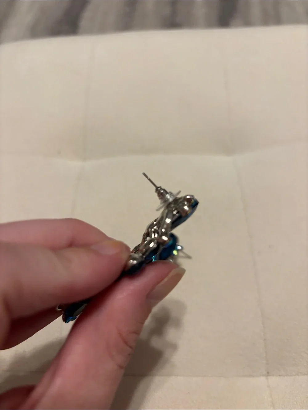 Blue Crystal Drop Earrings - Elegant Teardrop Dangle NEVER WORN